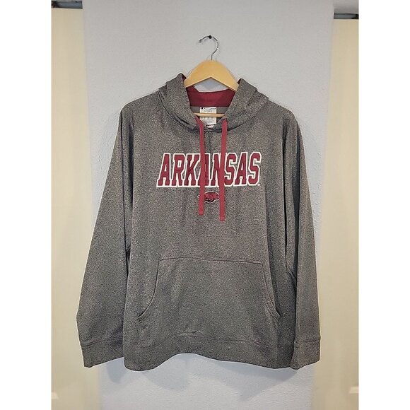 Champion Authentic Arkansas Razorbacks Long Sleeve Pullover Hoodie Men's Gray XL - Picture 1 of 5